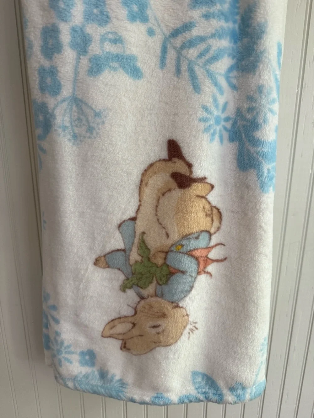 Peter Rabbit Baby Blanket - White & Blue Throw Blanket Bunny Baby Nursery
